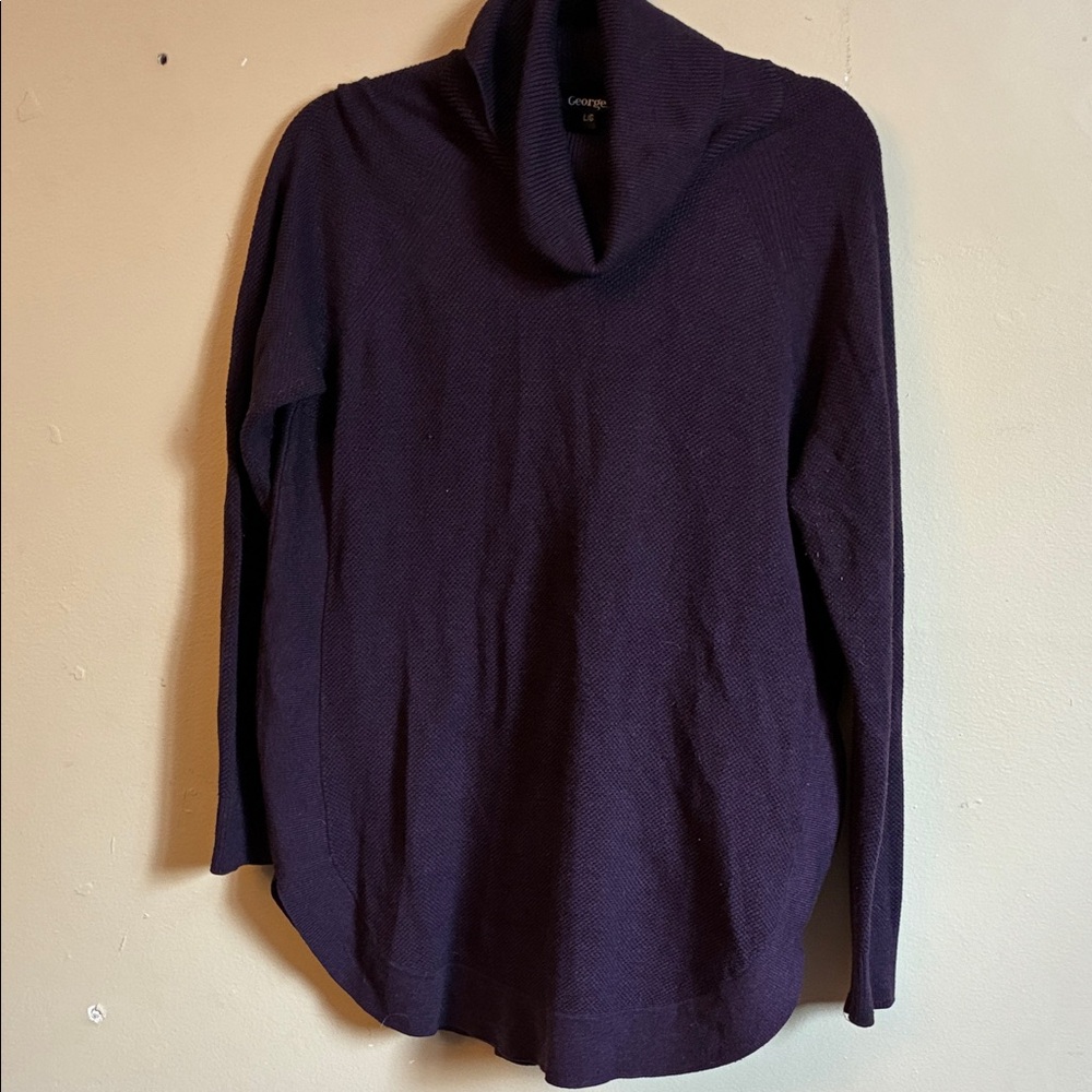 George Dark Purple Cowl Neck Sweater